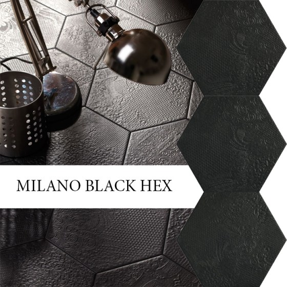 IMPORTILES MILANO BLACK HEX 25x22